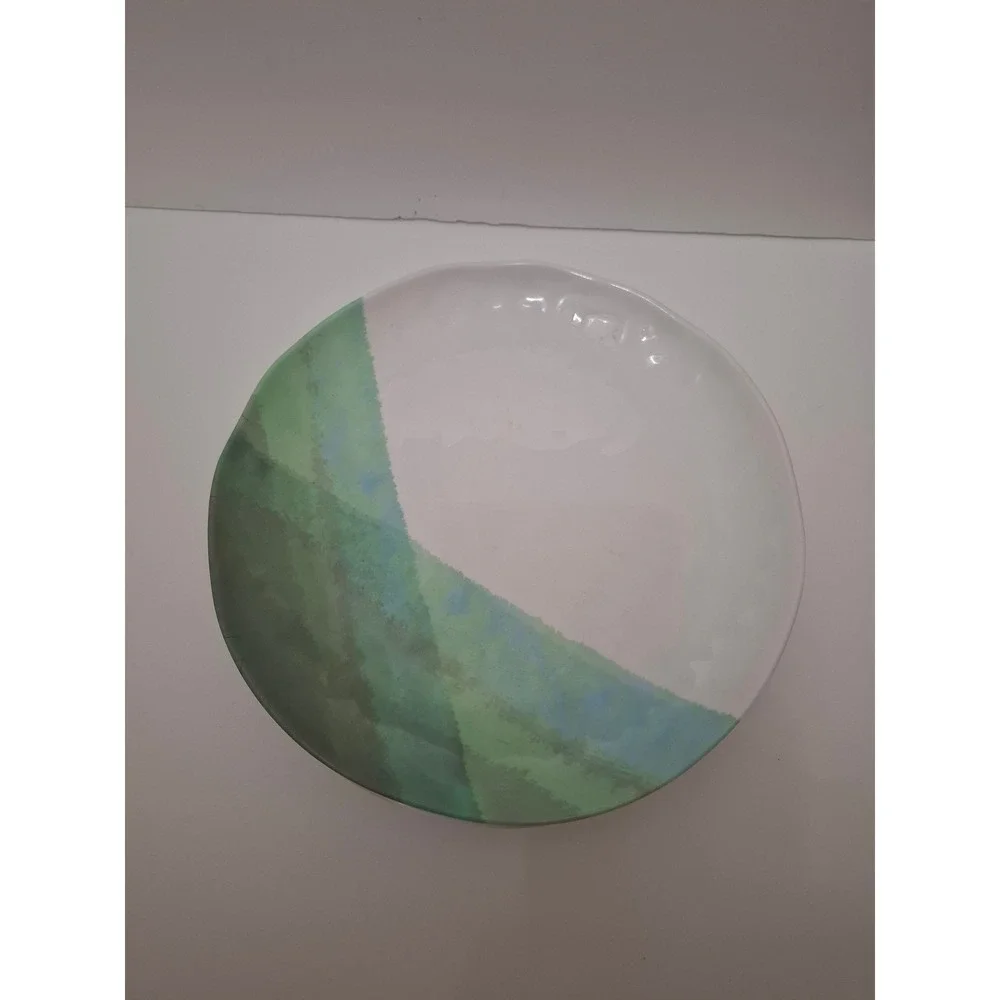 Nautica Home Melamine Dinner Plates Set of 6 Green Blue Watercolor